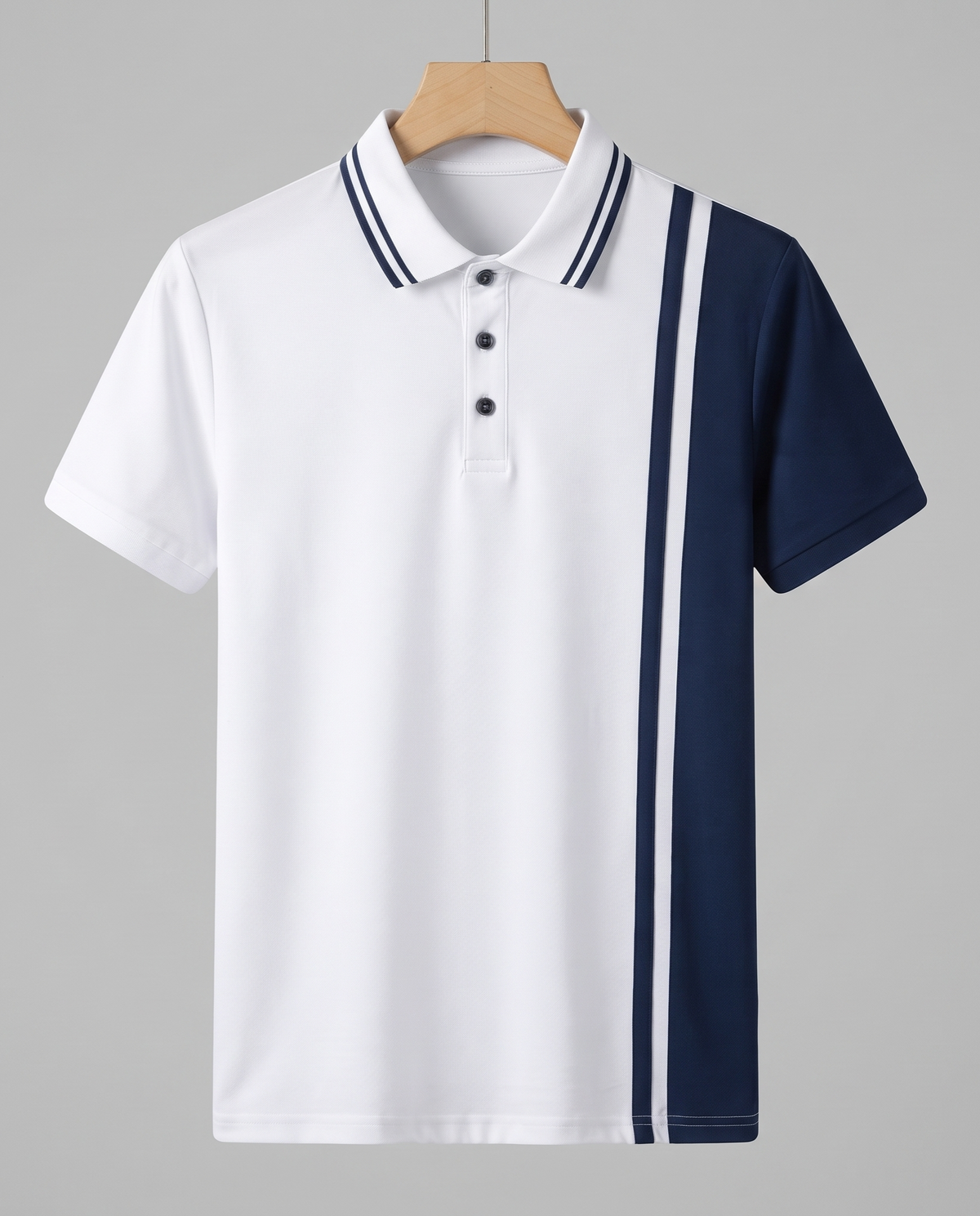 Premium white-navy polo