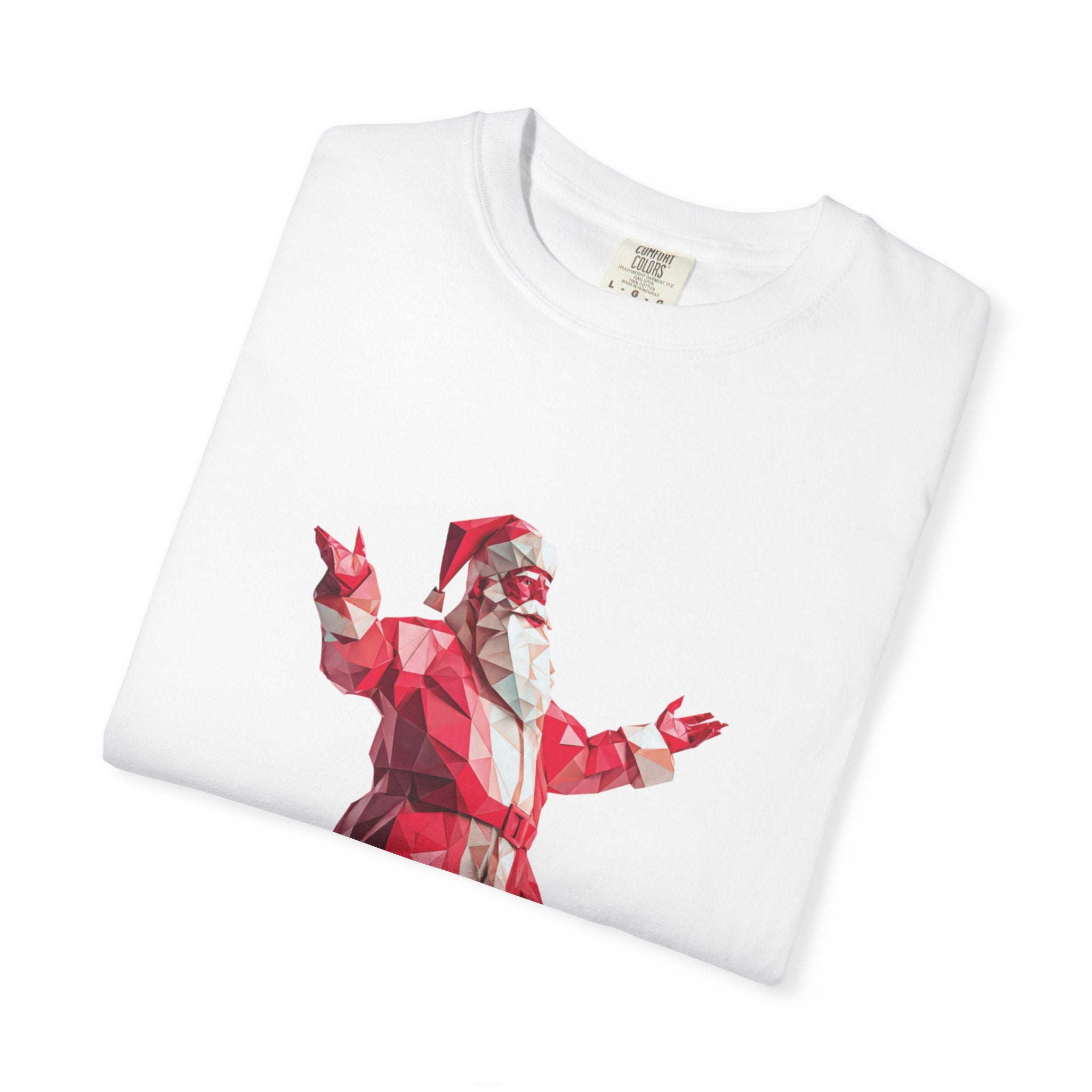 Low-Poly Santa Oversized T-Shirt | Premium Christmas Graphic Tee (DTF Print) – Pure White / Off-White
