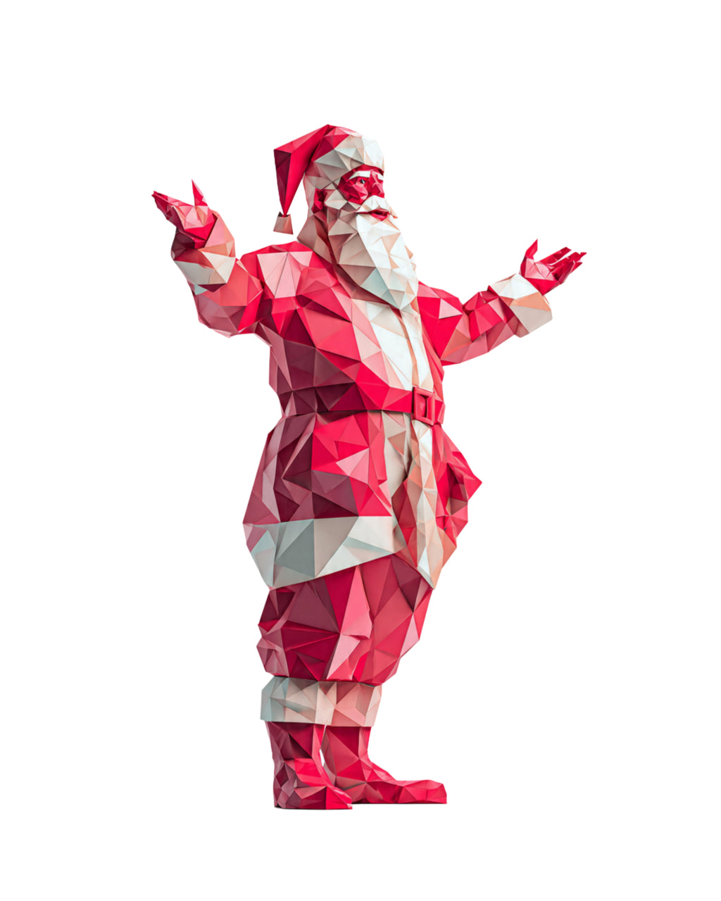 Low-Poly Santa Oversized T-Shirt | Premium Christmas Graphic Tee (DTF Print) – Pure White / Off-White